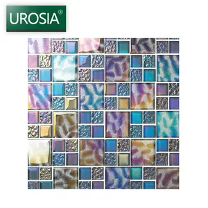 Penjualan Langsung dari Pabrik Ubin Mosaik Kaca Dilapisi Kaca Dilapisi Backsplash Kristal