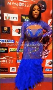 NOVANCE, productos de tendencia 2022, recién llegados, diamantes de colores, azul, elegante pluma, cola de pez, vestido de graduación, vestido de mujer - Product Image 5