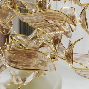 Luminaire AC de <span class=keywords><strong>bureau</strong></span> dans le hall de l'hôtel Lustre en verre torsadé au design artistique pour un salon simple, une salle à manger et un <span class=keywords><strong>bureau</strong></span> de vente - Product Image 6