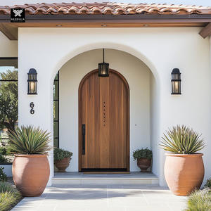 Porta d'<span class=keywords><strong>Ingresso</strong></span> in Legno dal Design Semplice con Arco, Porta Principale in Mogano con Motivo a Chevron, Porta in Legno Massiccio con Parte Superiore Arrotondata <span class=keywords><strong>per</strong></span> Decorazione <span class=keywords><strong>Casa</strong></span> - Product Image 5