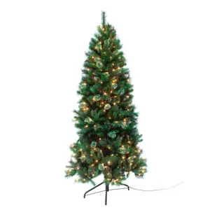 Albero di natale completo artificiale, verde, abete Dunhill, include Stand, 12 piedi ornamento di vetro pieghevole alberi di Natale con luci