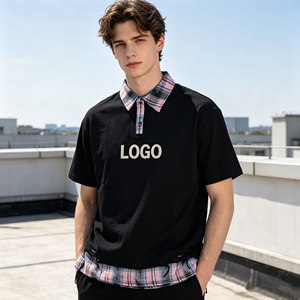 Polo à carreaux color-block pour homme, décontracté, 100% coton, manches courtes, chemises respirantes écologiques, service OEM - Product Image 5