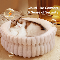 Nouveau lit pour animaux de compagnie en fausse fourrure épaisse pour l'hiver, rond, petit, pour chiens et chats, lavable en machine, antidérapant, chaud