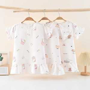 <span class=keywords><strong>Camicia</strong></span> <span class=keywords><strong>da</strong></span> <span class=keywords><strong>Notte</strong></span> Estiva per Ragazze in 100% <span class=keywords><strong>Cotone</strong></span> Morbido con Stampa Floreale e Polsini in Pizzo, Traspirante - Product Image 4