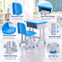 Ensemble Chaise et Bureau Scolaire Ajustables en Plastique Écologique avec Rangement Ouvert – Mobilier de Classe pour Projets de Vente en Gros