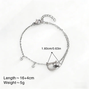 Bracelet élégant plaqué or 18 carats pour femmes, fabriqué en acier inoxydable 304, pierre précieuse artificielle, design alphabet, style simple - Product Image 6