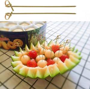 2025 New Eco-Friendly Red Knot Bamboo Toothpicks Looped Knot Hamburger and Barbecue Skewers - Product Image 6
