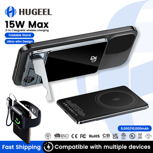 HUGEEL <span class=keywords><strong>2026</strong></span> Yeni Mini Powerbank, LDE Işıklı 3'ü 1 Arada Manyetik Kablosuz Şarj Cihazı, Kulaklık, Saat, Telefon 15-17 Şarj Pedi - Product Image 1