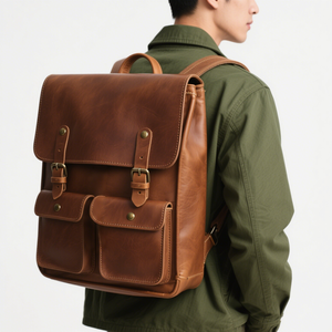 Tùy Chỉnh Tối Giản Ý Đầy Đủ Hạt Da Chính Hãng Máy Tính Xách Tay Bagpack Daypack Ba Lô Với Mềm Dây Đeo Vai Cho Nam Giới - Product Image 2