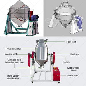 Vaso rotatorio de grado Licuadora industrial Cónica Doble cono Alimentos Acero inoxidable Tipo de tambor Mezclador de polvo seco - Product Image 4