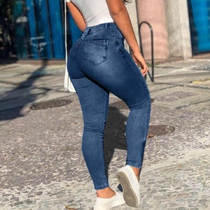 Jean sexy pour femme, coupe mollet, avec poches zippées, brossé et vieilli, style mode - Product Image 4