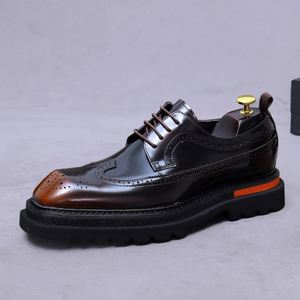 Zapatos Formales de Negocios para Hombre Joven, Estilo Otoño, Modernos y Únicos, con Cordones, Punta Redonda, que Aumentan la Altura, a la Moda - Product Image 2
