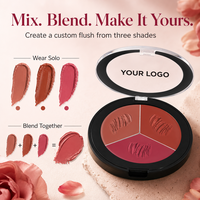 Baume blush hautement pigmenté, palette 3 couleurs, combo multicolore, fini scintillant, longue tenue, maquillage quotidien, cosmétiques, support de marque privée