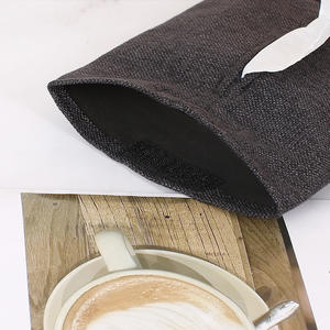 Boîte à mouchoirs en cuir de couleur unie simple, noire, grise, beige, en PVC, pour voiture, avec pochette de rangement pour mouchoirs à tirer et design à pompon - Product Image 4