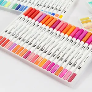 12 צבעים כפולה טיפ בצבעי מים מברשת עט סט