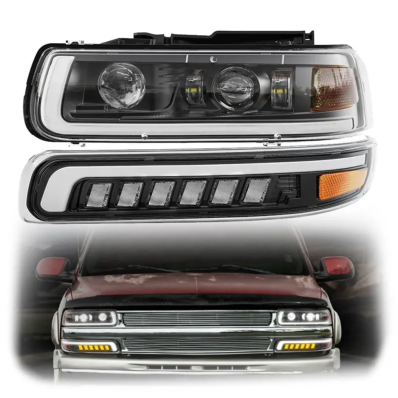 Все в одном светодиодные фары для 1999-2002 Chevy Silverado 1500 аксессуары для Chevrolet Silverado 2500 HD 3500 пригорода Tahoe