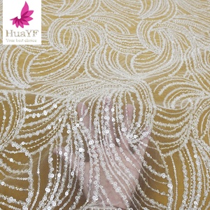 Hot Sale Elegant French <strong>Soft</strong> Beads Tulle <strong>Lace</strong> With Sequins <strong>Fabric</strong> for Women Party Dress <strong>Wholesale</strong> Price HY2108-1 - Product Image 2