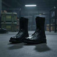Bottes tactiques en cuir pleine fleur noir avec fermeture éclair latérale pour hommes, mode et usage extérieur, logo personnalisé, ISO CE