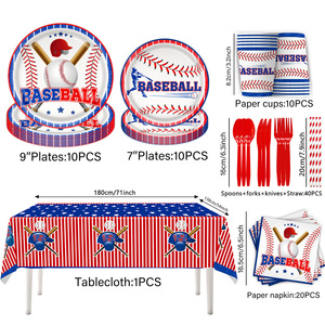 Artículos para Fiestas de Cumpleaños con Temática de Béisbol, Platos, Servilletas, Tenedores, Vajilla Desechable de Papel, Decoraciones para Fiestas de Béisbol para Niños - Product Image 3