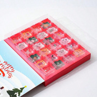 Calendrier de l'Avent 24 jours avec imprimé de Noël dessin animé exquis, jouet en peluche jetable, boîte cadeau DIY, emballage cadeau, boîte vide, vente en gros