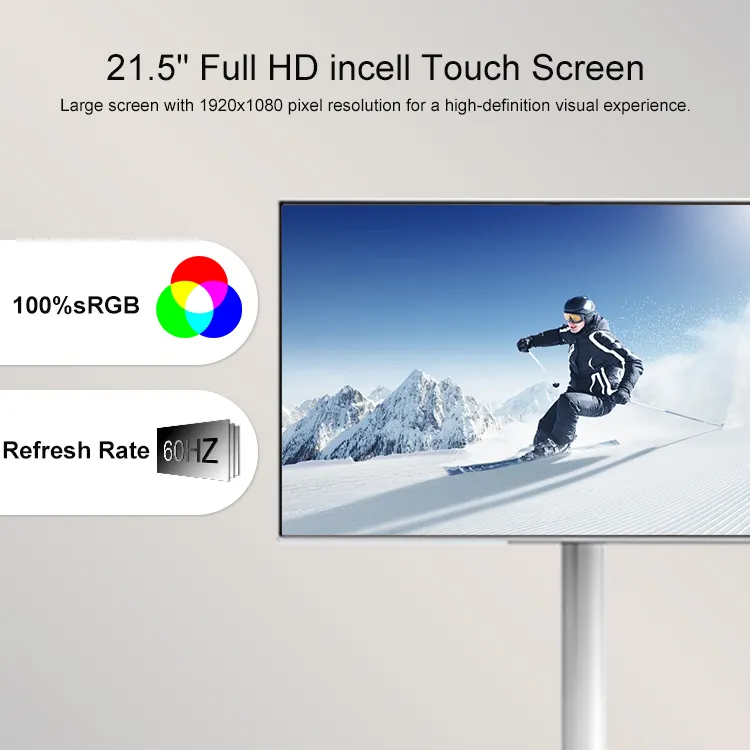 Android Smart Tv Lcd dapat diisi ulang, Tv pintar 21 inci layar sentuh nirkabel interaktif Tv tampilan vertikal dengan baterai 4 jam