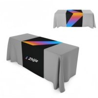Housse de table extensible en polyester sur mesure pour usage commercial, avec logo personnalisé, couleur personnalisée, impression par transfert thermique, publicité