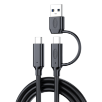 Justlink 2-in-1 8K60Hz 40Gbps E-Marker 240W Kabel Pengisian Cepat Tipe-C/USB-A ke C USB4 untuk Laptop MacBook