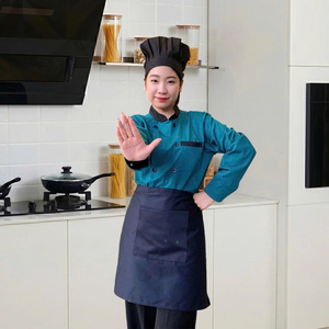 Uniforme de Chef à Prix d'Usine, Manches Longues, Blanc avec Bordure Noire, Durable, Facile d'Entretien, Vêtements pour le Personnel de Cuisine, la Restauration et la Boulangerie - Product Image 3