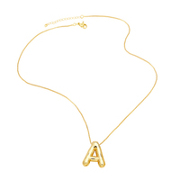 Venta al por mayor burbuja 26 letras nombre collares 18K chapado en oro inicial collares para mujeres 2311 nkeb797