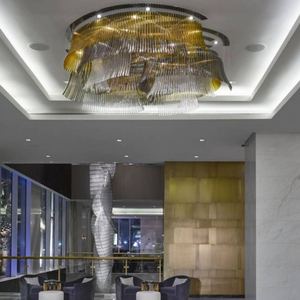 Lustre Led suspendu en cristal au design moderne, éclairage d'intérieur, luminaire décoratif de plafond, couleur jaune or, idéal pour une chambre à coucher - Product Image 5