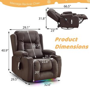 Sillón Reclinable Individual Moderno GlasFlength, Tapizado en Cuero Sintético Negro, con Masaje, Calefacción Eléctrica, Portavasos y USB - Product Image 2
