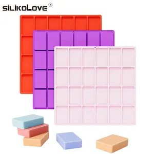 Factory custom logo Multi-cavity soft easy to release silicone moulds handmade large silicon soap mold for soap making