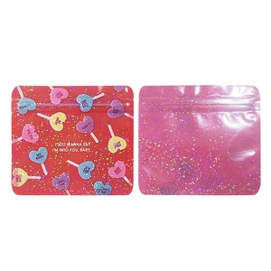 50 PCS Lovely Holographic Gift Logo Small Ziplock Pouch Clear Cosmetics Beauty Makeup Candy Clear Plastic Packaging Bag - Product Image 4
