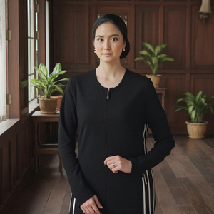 Ensemble modeste en tissu tricoté respirant à haute élasticité, vêtements de sport décontractés pour femmes musulmanes, Kilang Jahit Pukal OEM, automne - Product Image 2