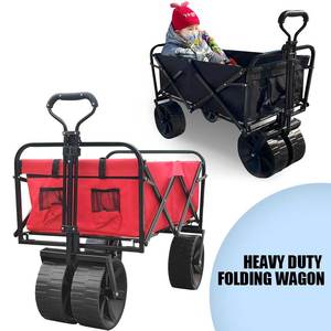 4 Wheels Portablefolding Beach Wagon 80KG Big Wheel Camping Folding Wagon Stroller Cart - Product Image 2