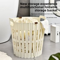 Panier à linge pliable en plastique D5786 avec poignées, gain de place, panier à linge pliable pour chambre à coucher, salle de bain, dortoir