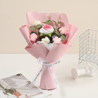 Buket rajut buatan tangan, benang rajut bunga hadiah Hari Valentine untuk pengantin selesai anyaman bunga genggam