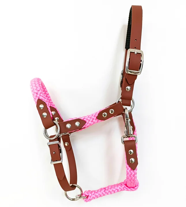 Paard Nylon Halter Geknoopte Zachte Sidepull Hackamore Bitless Hoofdstel Geweven Paracord Touw Pvc Riemoverlay-Paardrijhoofdstel