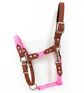 Paard Nylon Halter Geknoopte Zachte Sidepull Hackamore Bitless Hoofdstel Geweven Paracord Touw Pvc Riemoverlay-Paardrijhoofdstel