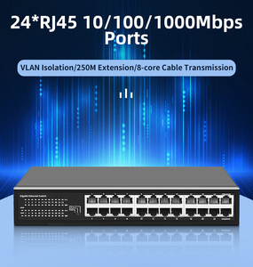 Conmutador de red de 24 puertos, conmutador de red completo Gigabit blanco metálico para juegos - Product Image 2