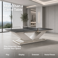 Table de tennis de table multifonctionnelle en acier inoxydable avec filet amovible, convertible en table de réunion de bureau pour usage domestique