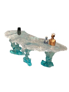 <b>Epoxy</b> <b>Resin</b> Crystal Tea <b>Table</b> Designer Personalized Art Glacier Leaf Transparent Unique Platinum Crystal Tea Stand Guangdong - Product Image 1