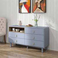 Vente chaude Moderne 6 Tiroir Commodes Commode En Rotin Commode Convient Pour Chambre Salon Entrée Couloir Bleu