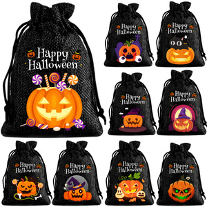 Sacchetti Regalo di Halloween con Coulisse, Stampa Zucca e <span class=keywords><strong>Fantasma</strong></span>, in Tessuto, per Bambini, Ragazze, Donne, Feste e Festività - Product Image 2