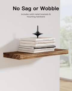 رف خشبي عائم حديث مستقيم متعدد الأغراض حجم مخصص رف تخزين البضائع من الخشب الصلب - Product Image 3