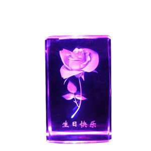 Honor của pha lê nhà máy vận chuyển tùy chỉnh Rose Crystal ánh sáng ban đêm 3D laser khắc ảnh Cube - Product Image 5