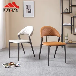 Modern otel lüks turuncu sandalyeler yumuşak yastık metal çerçeve bacak deri kumaş ticari restoran sandalyeler ve satılık masalar