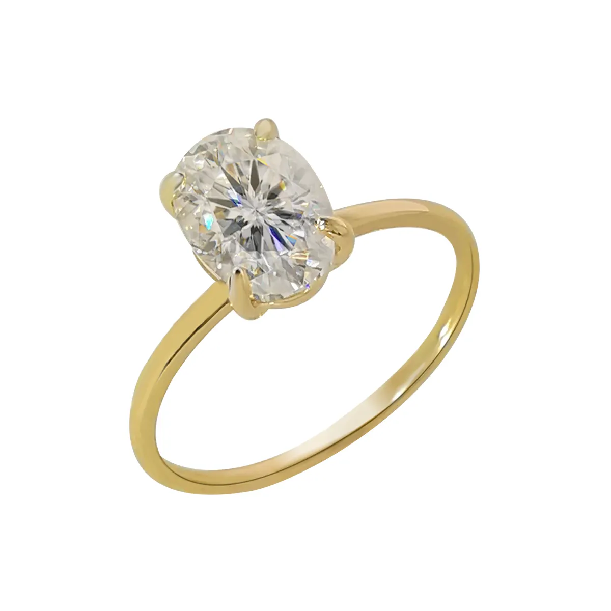 Diskon Besar Cincin Berlian Moissanite Oval 1,80ct Emas Padat 14K Pertunangan Cincin Perhiasan Halus