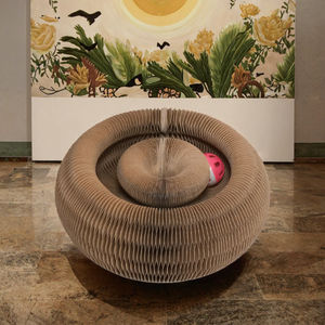 모던 럭셔리 고양이 스크래처 접이식 골판지 스크래치 보드와 볼 장난감 클래식 스타일 럭셔리 고양이 집 내구성 있는 종이로 제작 - Product Image 3