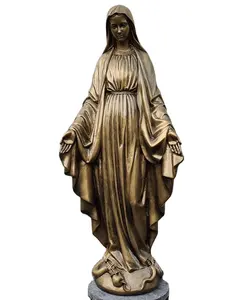 Antiguidade virgem maria e jesus estátua de bronze escultura